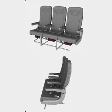 Сидение для самолета - KKY420/KKY421 - Elan Aircraft Seating - для пассажиров / из ткани / с регулируемой опорой для поясницы
