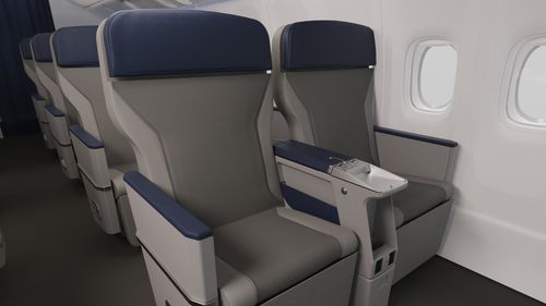 Сидение для салона самолета - Synthesys EVO - Aviointeriors SpA - для бизнес-класса / со встроенным экраном / с регулируемой опорой для головы