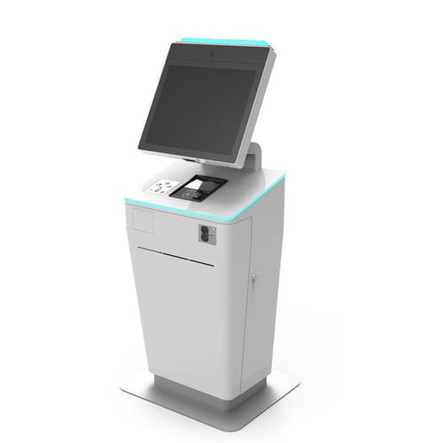Стойка регистрации со сканером штрих-кодов - V1-Biometric - EMBROSS - с принтером / с CUSS / со сканером паспортов
