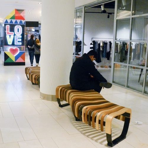 Скамейка для аэропорта - NOVA C   - Arconas - из металла / из дерева / с зарядным устройством для смартфона и планшета