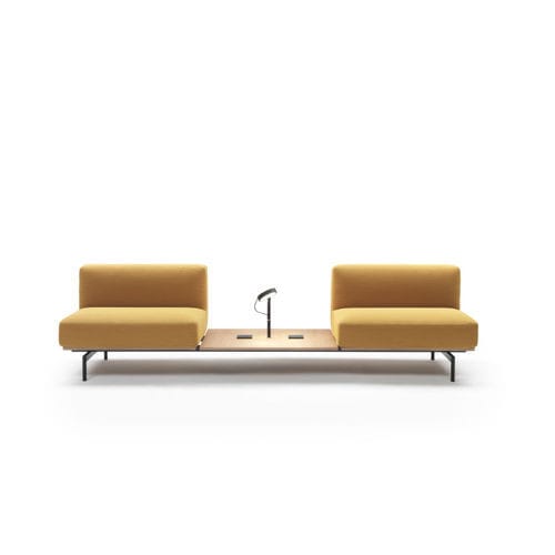 Диван для бизнес-зала аэропорта - L-SOFA - Giulio Marelli Italia Spa - модульный / из ткани / из кожи