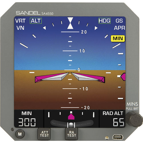 Электронный авиагоризонт - SA4550 - Sandel Avionics - 4 дюйма / с подсветкой изнутри / с ночным видением