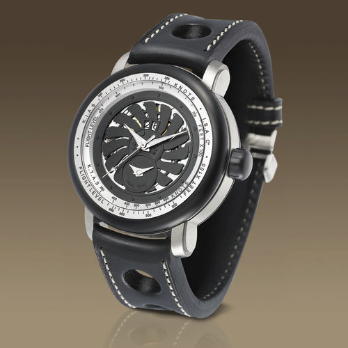 Наручные часы авиаторы - Aviator I Black - YESLAM GENEVE - с расчетом скорости воздуха / с двойным часовым поясом