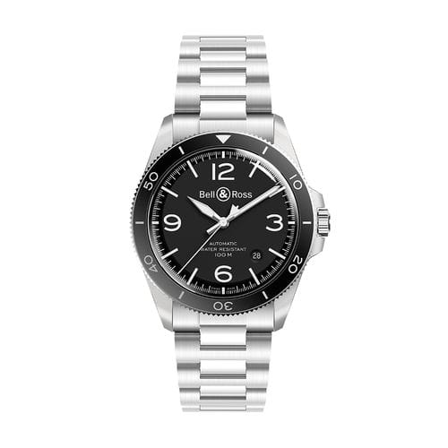 Наручные часы авиаторы - BR V2-92 BLACK STEEL - BELL & ROSS - хронограф / замозаводной