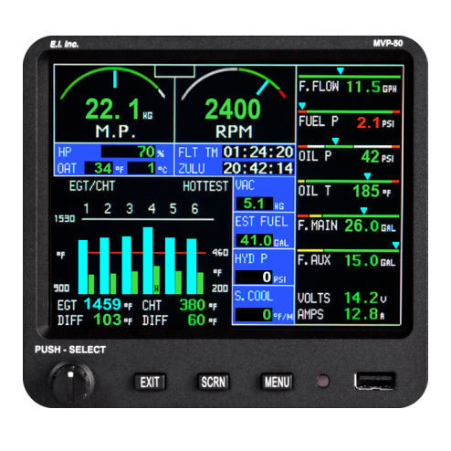 Цифровой EMS - MVP-50P - Electronics International - для двух двигателей / для самолета