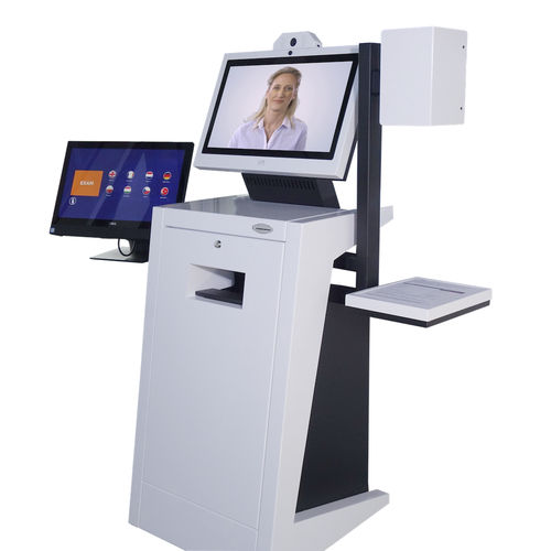 Интерактивная стойка для приема - Versatility Kiosk™ - Telemedium / Teleportel - для аэропорта / с сенсорным экраном