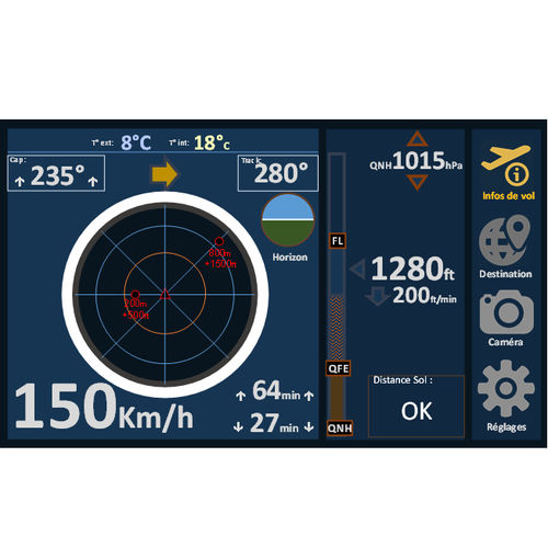 EFIS для ULM - DREAMFIS - FLIGHT LEVEL & ORBITAL DEPLOYMENT SAS - сенсорная