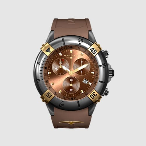 Наручные часы авиаторы - Tango Charlie Gun Bronze - Navitec  - хронограф / с двойным часовым поясом / замозаводной