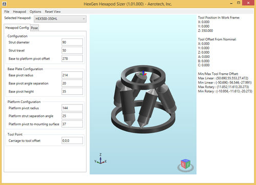 Программное обеспечение для симуляции - HexGen Hexapod Sizer - AEROTECH - для разработки / для процесса / для аэронавтики