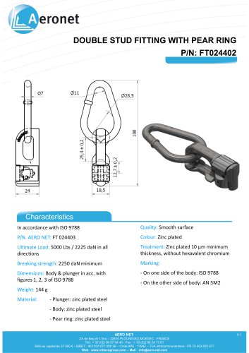 DOUBLE STUD FITTING WITH PEAR RING FT024402