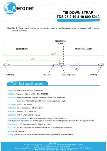 TIE DOWN STRAP TDS 25 2 10 4 10 609 5010