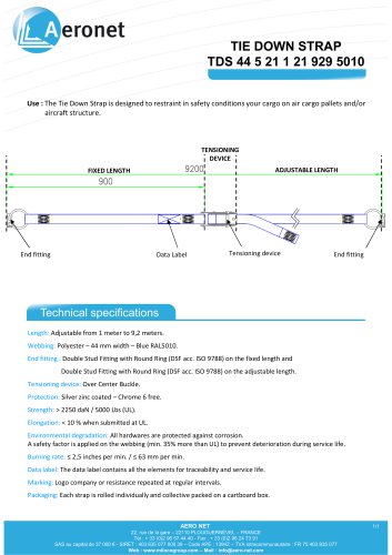 TIE DOWN STRAP TDS 44 5 21 1 21 929 5010
