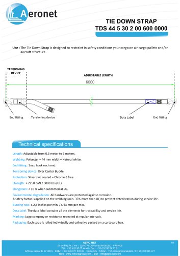 TIE DOWN STRAP TDS 44 5 30 2 00 600 0000