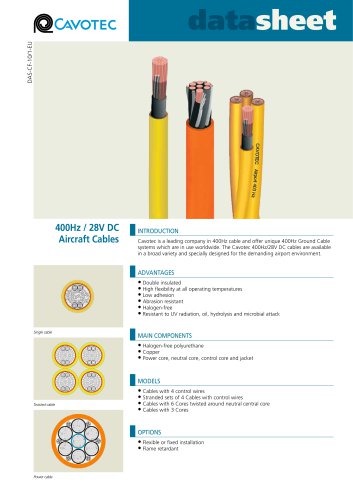 400Hz / 28V DC Aircraft Cables