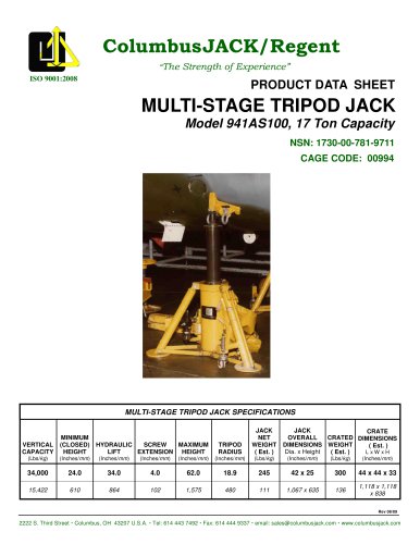 Multi-stage Tripod Jack 17 Ton Capacity