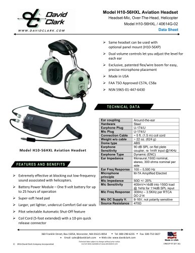 Model H10-56HXL Aviation Headset