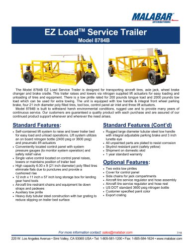 EZ LoadTM Service Trailer Model 8784B