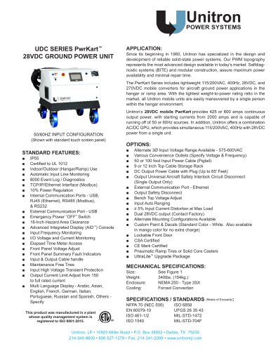 UDC SERIES PwrKart™ 28VDC GROUND POWER UNIT