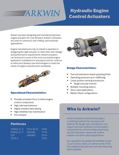 Hydraulic Engine Control Actuators
