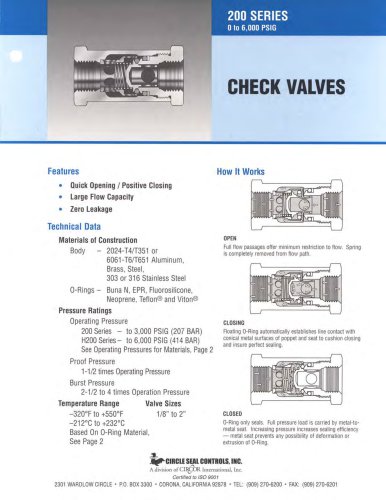 200 Series Check Valves