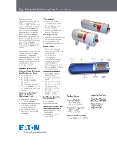 High Pressure Maintenance-Free Accumulators