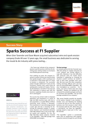 Sparks Success at F1 Supplier