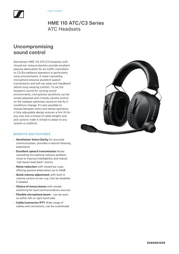 HME 110 ATC/C3 Series ATC Headsets