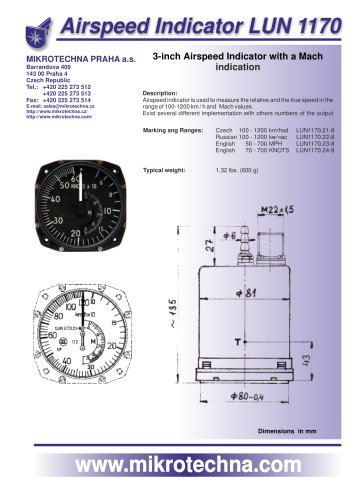 Airspeed Indicator LUN 1170