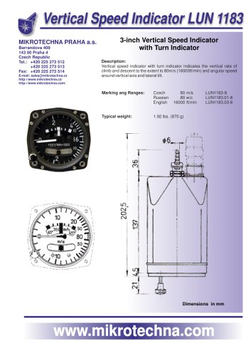 Vertical Speed Indicator LUN 1183