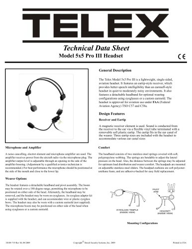 Model 5x5 Pro III Headset