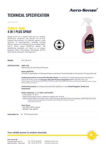 TASKI&reg; SANI 4 IN 1 PLUS SPRAY 
