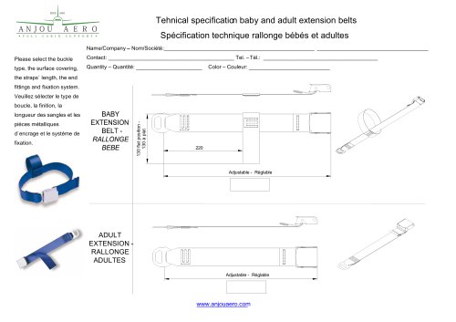 Tehnical specificati on baby and adult extension belts