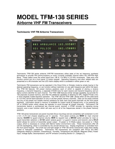 MODEL TFM-138 SERIES