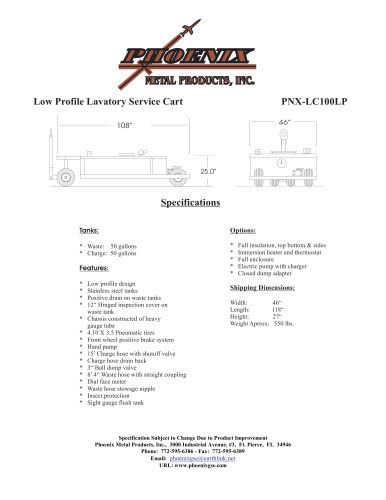 PNX-LC100LP Low Profile Lavatory Service Cart