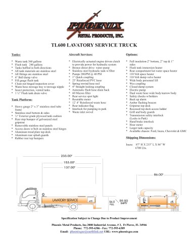 TL600 LAVATORY SERVICE TRUCK