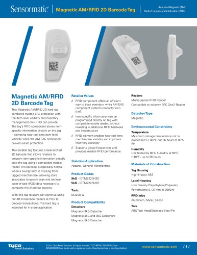 Magnetic AM/RFID 2D Barcode Tag