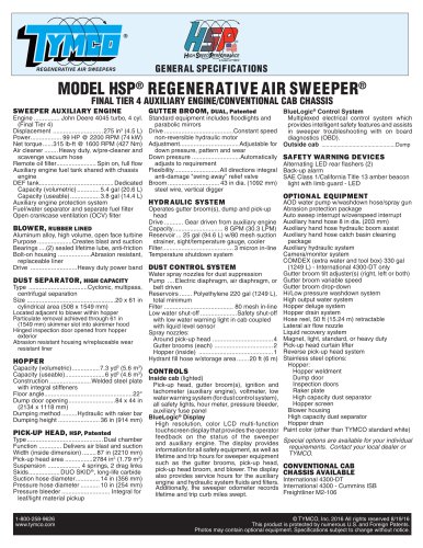 MODEL HSP ®  REGENERA TIVE AIR SWEEPER