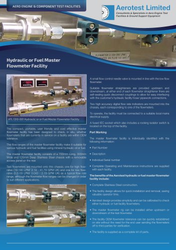 Hydraulic or Fuel Master Flowmeter Facility