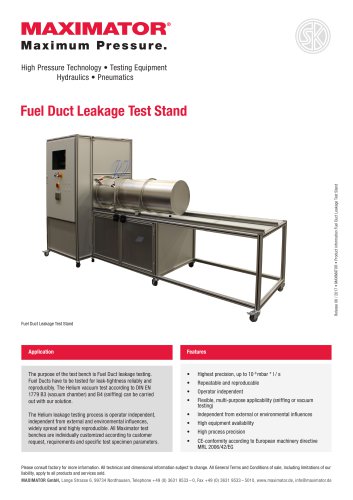 Product Information - Fuel Duct Leakage Testing