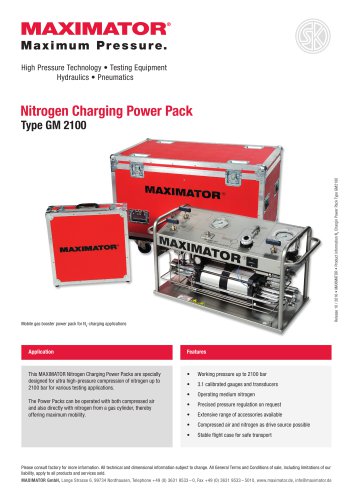 Product Information - Nitrogen Charging Power Pack