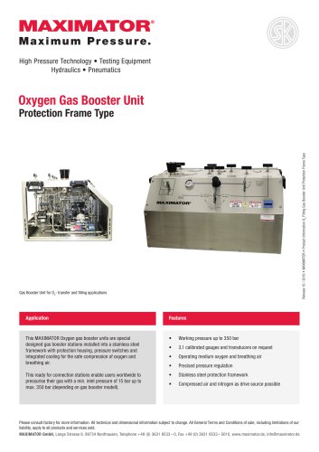 Product Information - Oxygen Transfer Gas Booster Unit Frame Type