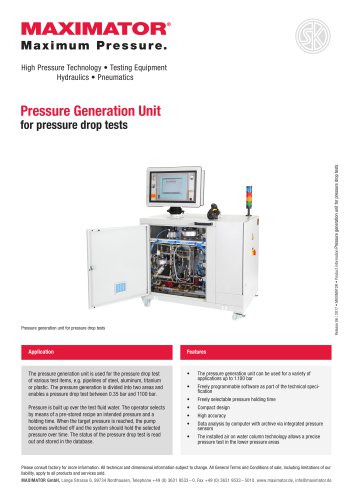 Product Information - Pressure Generation Unit