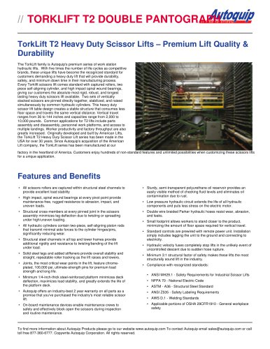 TORKLIFT T2 DOUBLE PANTOGRAPH