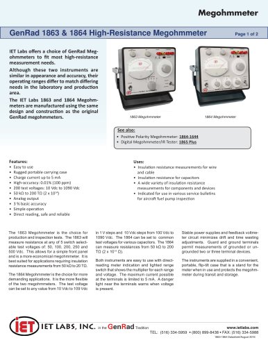 GenRad 1863 & 1864 High-Resistance Megohmmeter