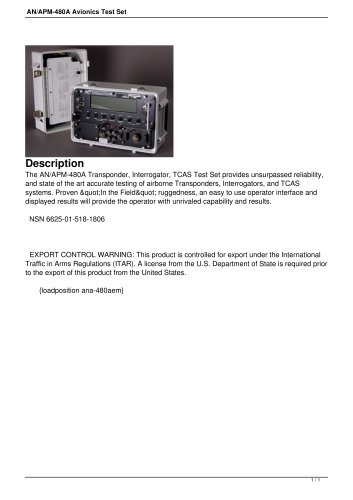 AN/APM-480A AVIONICS TEST SET