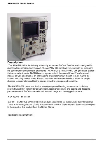 AN/ARM-206 TACAN TEST SET