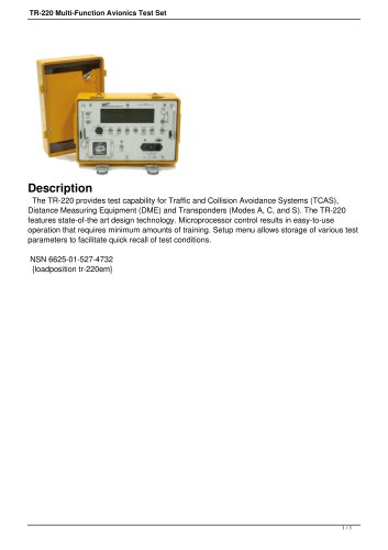 TR-220 MULTI-FUNCTION AVIONICS TEST SET