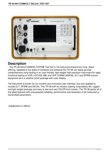 TR-36 NAV COMM ELT SELCAL TEST SET