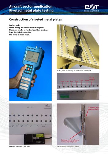 Aircraft sector application Riveted metal plate testing