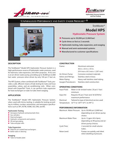 Model HPS Hydrostatic Pressure System